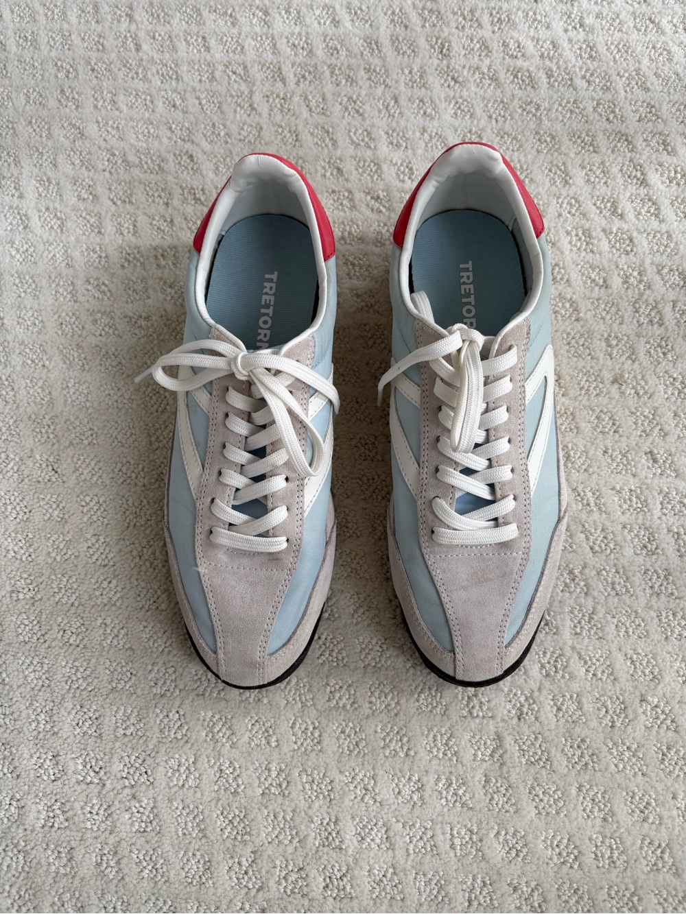 Tretorn Women’s Light Blue, White & Grey Suede Lace-Up Sneakers